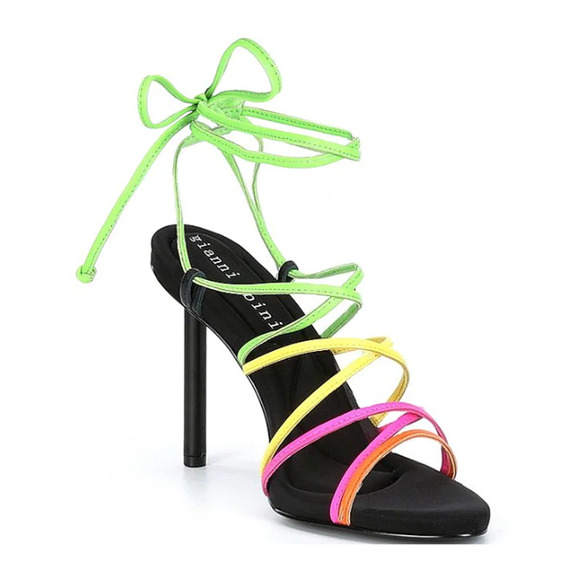Gianni Bini Shoes - Gianni Bini Multicolor Strappy Heels green neon yellow pink black sexy tropical